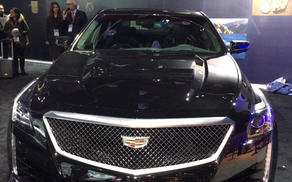Robert Ross and <a href="/LauraBurstein/">Laura Burstein</a> discussing the 640 hp <a href="/Cadillac/">Cadillac</a> CTS-V at Robb Report studio at #NAIAS. #RRDetroit