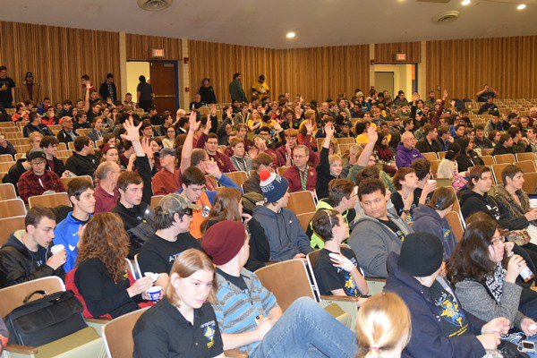 AssabetValley's tweet image. Yesterday AV held regional kick-off for FIRST robotics teams...22 teams of teens excited about #BuildingRobots!
