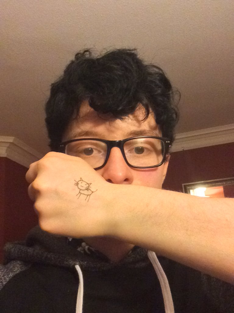 Omg!!! cavetown™ from youtube got a real cat tattoo on his hand!! #blessed #cat