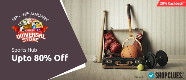 ShopClues's tweet photo. Ready, Set, Go! Stock up your Sports Shelf @ #UniversalStore, Upto 80% Off https://t.co/rnN7GFh0qM https://t.co/EBghl01efd