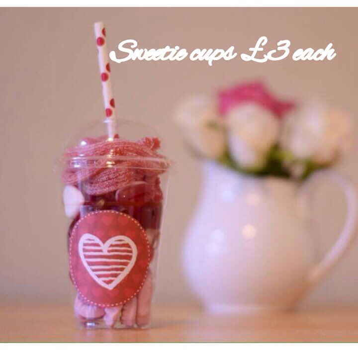 Valentine Sweetie Cups available to order now. £3. 💝 #sweets cups #giftideas #ValentinesDay #norwich #norfolk