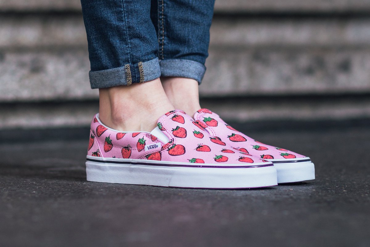 strawberry vans slip on