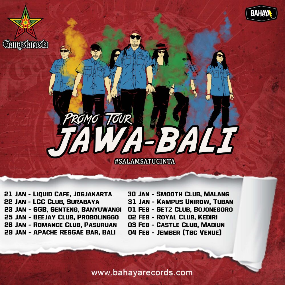 Gangstarasta's tweet photo. Gangstarasta promo tour Jawa - Bali! Info detail jam &amp; harga tiket masuk, akan kami informasikan. #SALAMSATUCINTA ☝❤ https://t.co/NKaPi9YwOA