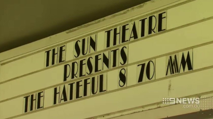 9NewsMelb's tweet photo. Yarraville's Sun Theatre was named among five theatres nationwide, to show Tarantino's film in 70mm. #9News https://t.co/pNAgZXUCn3