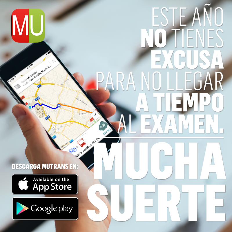 mutransmurcia's tweet photo. ¡A la carga con esos exámenes! Suerte :) #appMutrans #notecompliques https://t.co/tYujatK8Ik