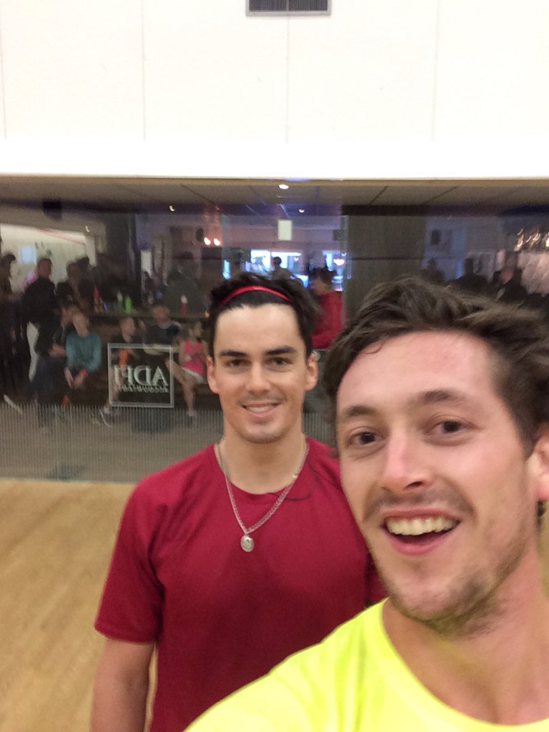 Pre Demo selfie during Dutch junior nationals with Paul Coll wrl#39 #fun <a href="/SquashBondNL/">Squash Bond NL</a>