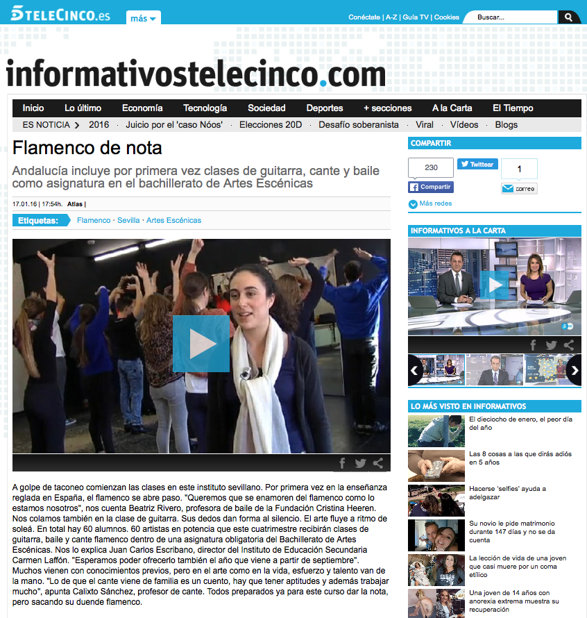 FlamencoHeeren's tweet photo. #VIDEO @telecincoes emite reportaje sobre las clases de @FlamencoHeeren en #IESCarmenLaffón https://t.co/HRuVXmP7xZ https://t.co/AtKU1Ttu6E