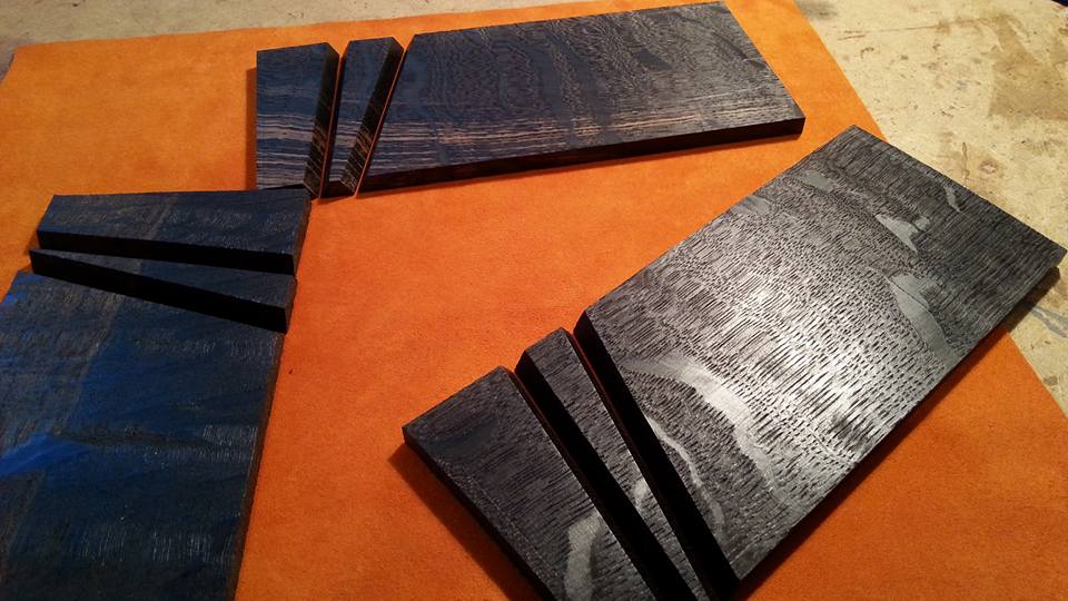 The bog oak is now cut, sanded, oiled and waxed, ready for the lovely leather that has just arrived