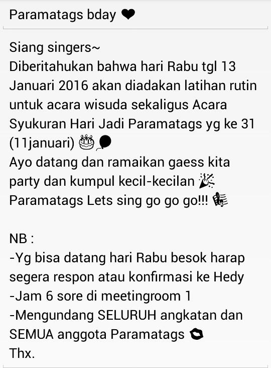 Ayo datang ya gaesss kehadiran kalian sangat berarti 💞 
Paramatags, Let's sing go go go!! 🎼🎤🎵