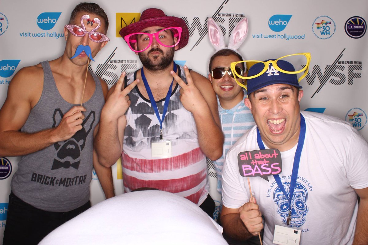 WeHoSportsFest's tweet photo. #tbt High jinks from the #WSF2015 opening day Registration Party! #Memories #FunTimes #Goofing https://t.co/h3Wo2DNJ0o