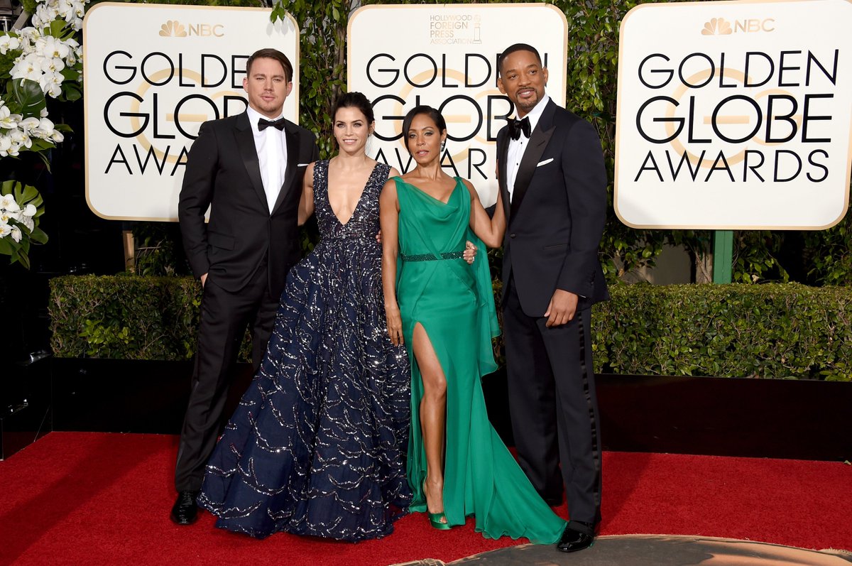 Uhm, couple goals! <a href="/channingtatum/">Channing Tatum</a> &amp; <a href="/jennaldewan/">Jenna</a> and <a href="/jadapsmith/">Jada Pinkett Smith</a> &amp; Will! #GoldenGlobes