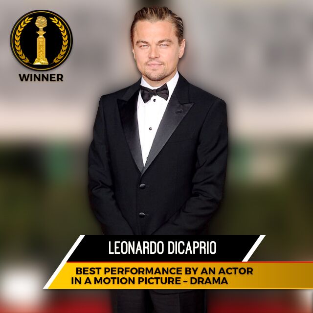 The #GoldenGlobes winner for Best Actor in a Motion Picture, Drama goes to Leonardo DiCaprio for The Revenant!