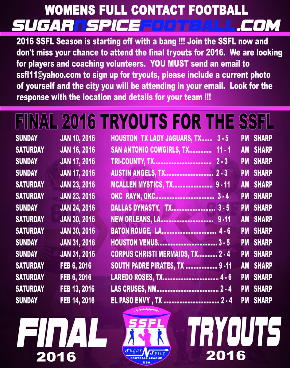 McAllenMystics's tweet photo. @SSFLfootball Tryouts coming up in #Texas #Okc #Louisiana #NewMexico Womens Full Contact Football @GridironBeautie https://t.co/TMEWdY4t9t