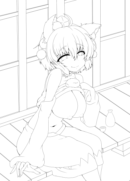 はい、背景簡単な感じですが描きました。
これで線画がほぼ完成になります。 