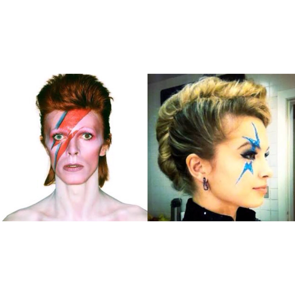 Lua_Blanco's tweet photo. Vocês lembram do raio que pintei na minha cara no último show dos Rebeldes? Foi inspirado no Bowie. 😏 #RIPDavidBowie https://t.co/1F4MFtj6KB