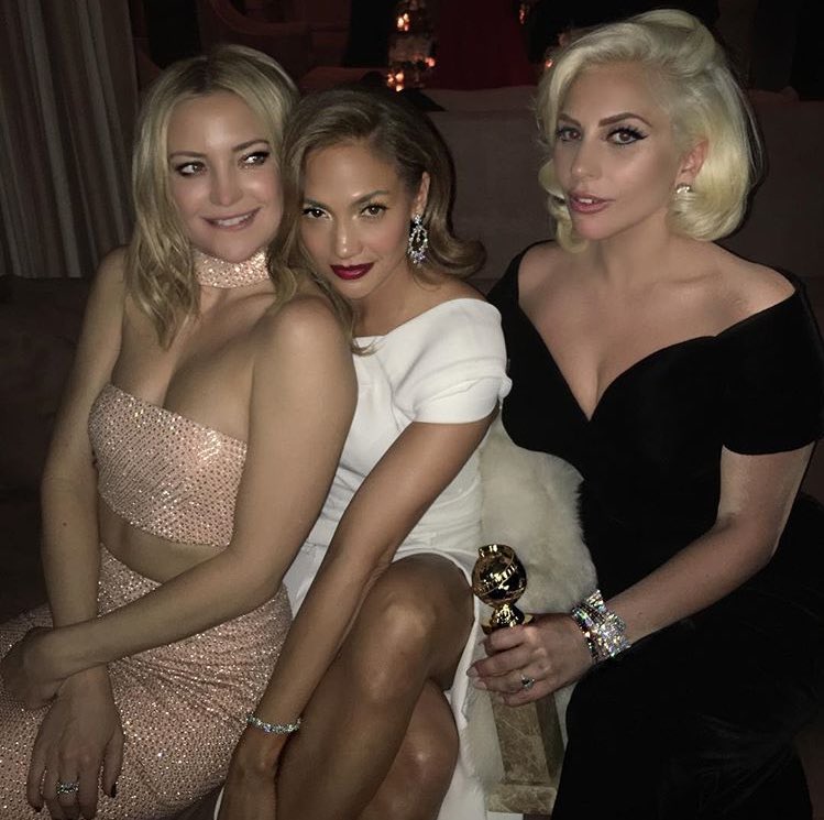 stevenartpop's tweet image. "The girls and the globe!! Congrats Gaga!" - Jennifer Lopez via Instagram! #GoldenGlobes