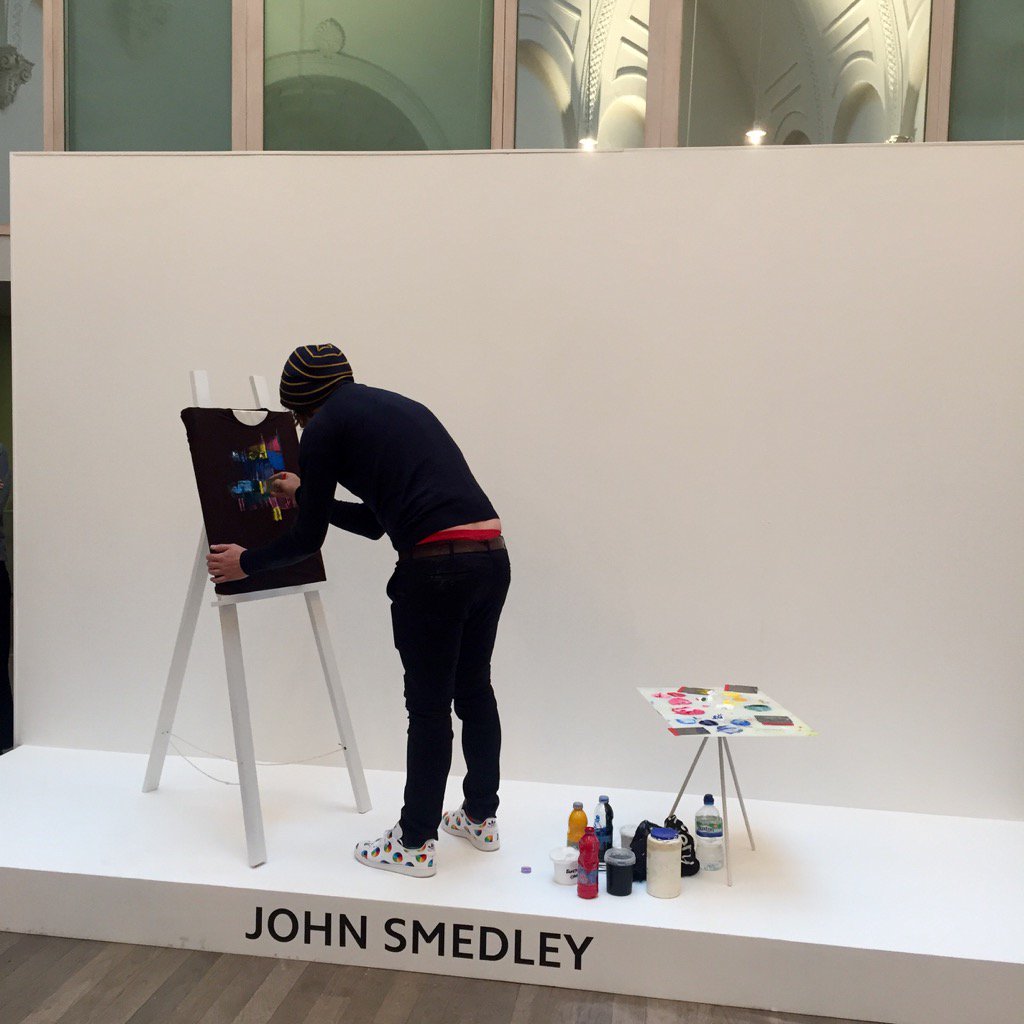 Live art installation seen at <a href="/JohnSmedley/">John Smedley</a> #LCM presentation this morning #TGJxLCM