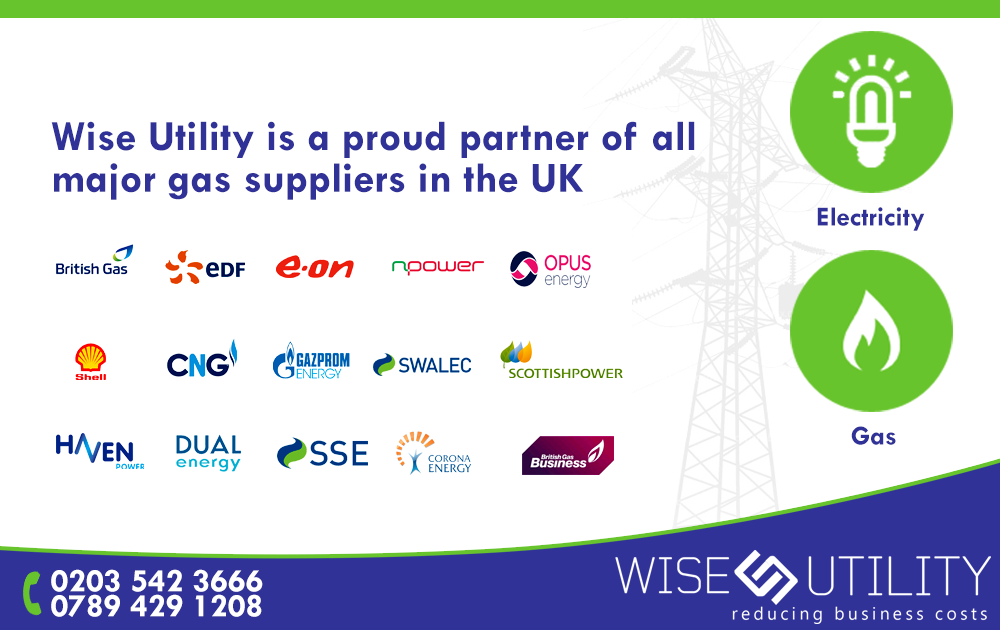 #WiseUtility is a proud partner of all major gas suppliers in the UK. Call now 0203 542 3666 or 07894 291 208.