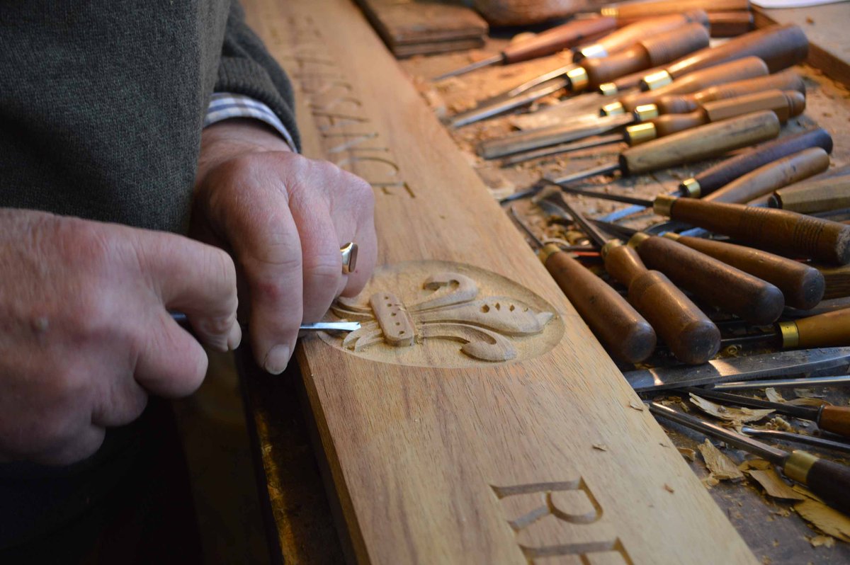 Hand carved with skill &amp; patience   <a href="/madebybenchmark/">Benchmark</a> bespoke bench for Renaissance_RL tinyurl.com/hllzfct