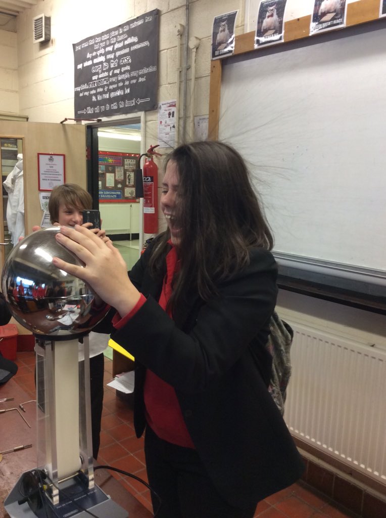 Hair raising experiments at #CHSScienceClub after school today! #VanDeGraaff
