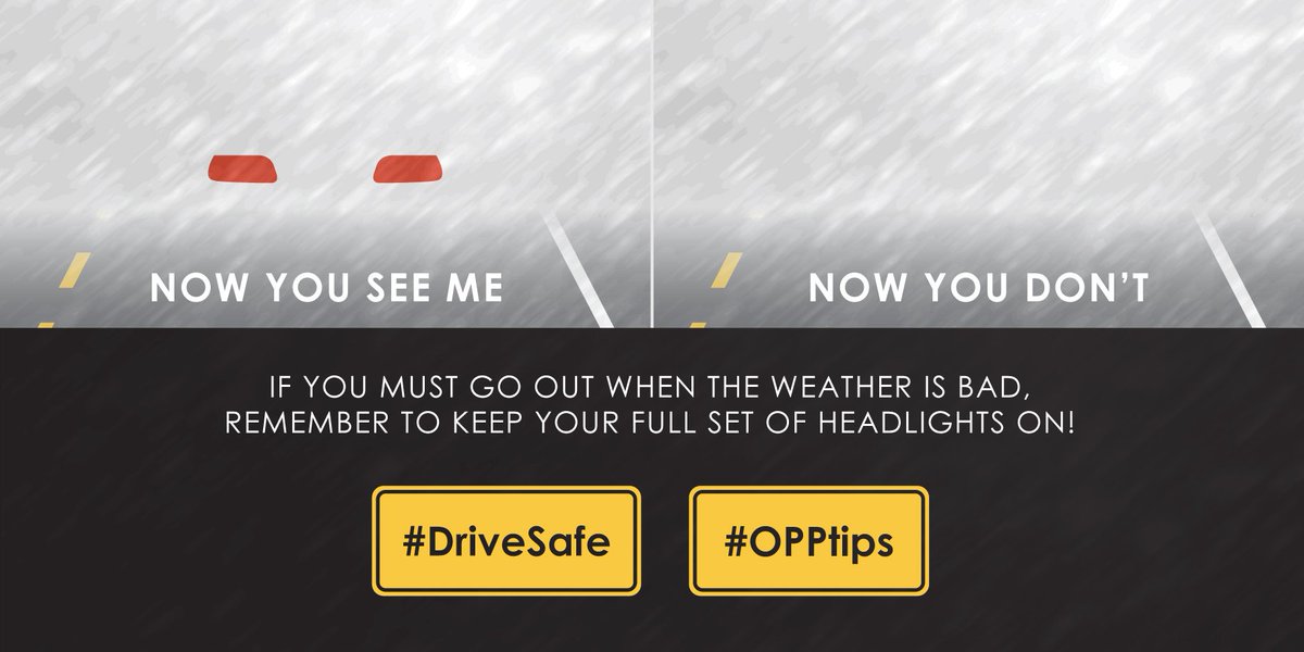 OPP_News's tweet photo. Now you see me

Now you don't

Keep your full headlight system on during poor weather conditions

#Drive2SaveLives https://t.co/98xhSavOrP
