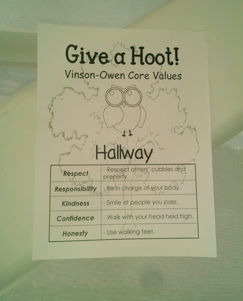 OwlsofVO_Malone's tweet photo. Core value mini posters are up! Check 'em out, Owls!  #corevalues https://t.co/sUsGxKTDIC