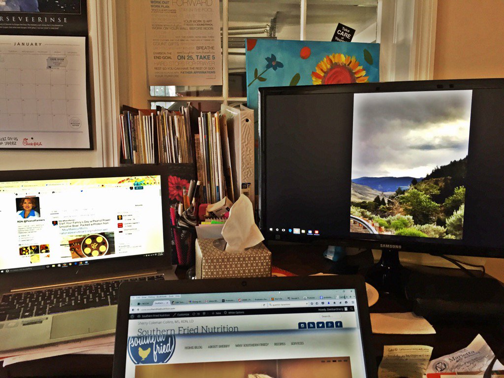 DietitianSherry's tweet image. Are you guilty too? How many screens does it take...? #mutitasking #workfromhomemom #jugglingelephants