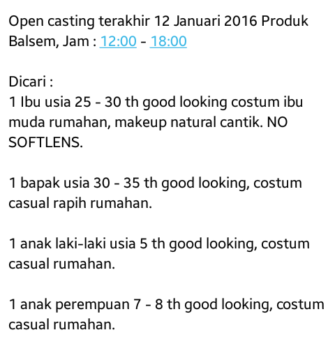 SesepuhNFT's tweet photo. Open casting terakhir besok 12 Januari 2016 Produk Balsem, check it out! ( @emmindonesia ) .. Info : 5A4021D4 https://t.co/h0dLB5Ha1i