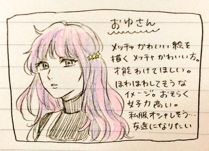 #ふぁぼしてくれた人を勝手にイメージして似顔絵を描く

おゆさん(@Onsen1y1u )
とにかく可愛い 