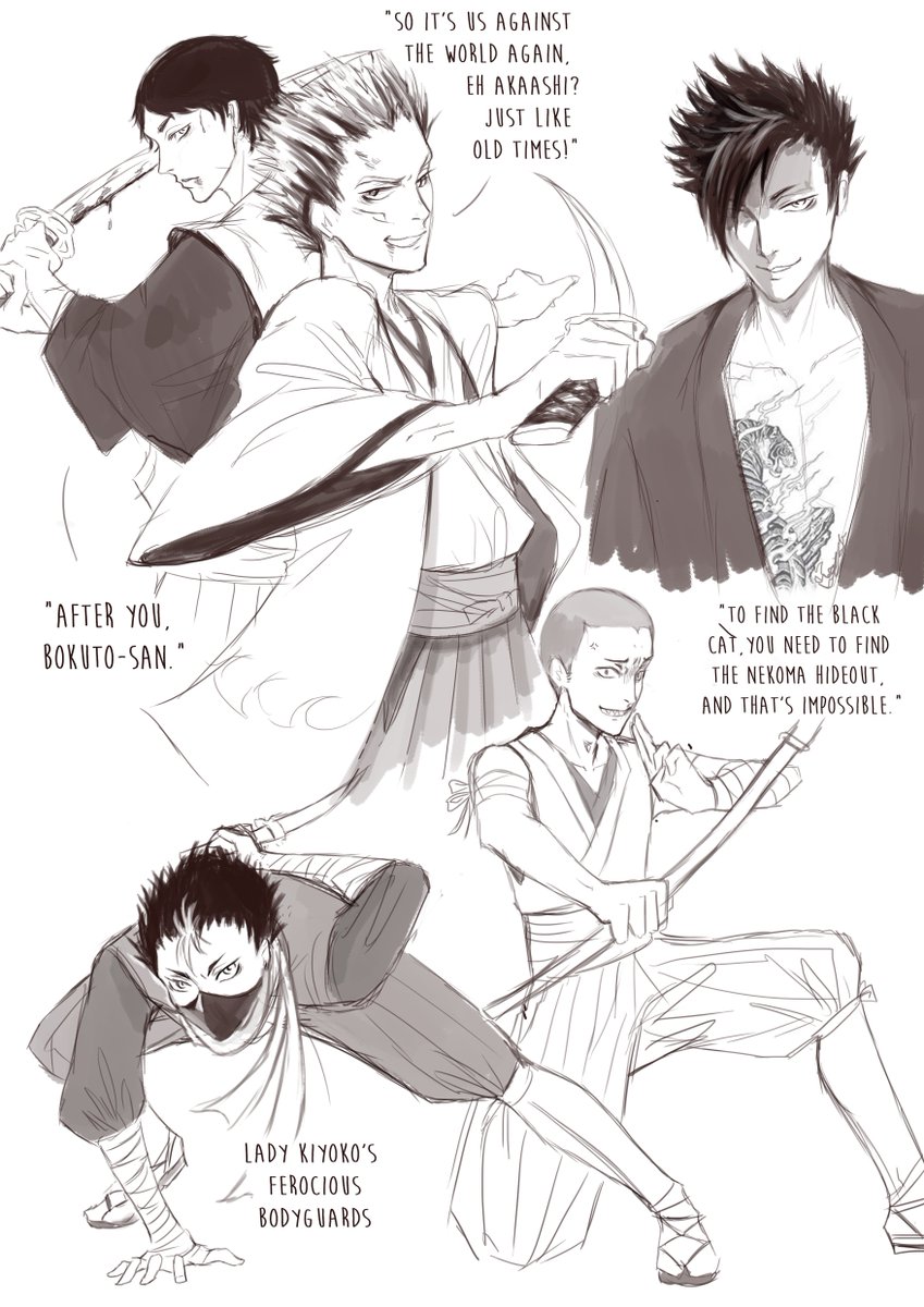 More sketches from my #Haikyuu samurai AU fic! Read it here: https://t.co/dxjZEeJSAf
#hq #ハイキュー 