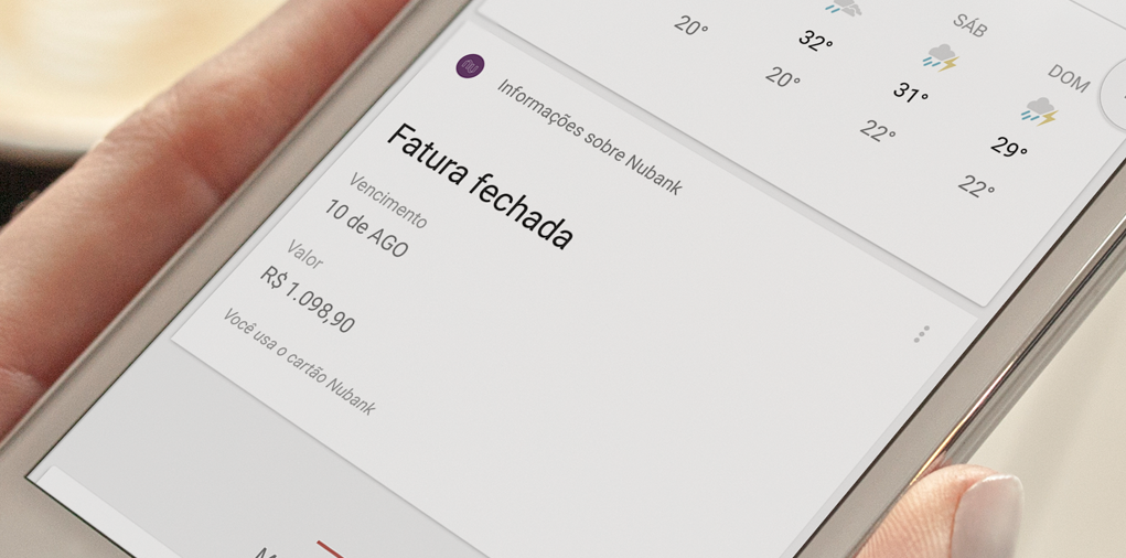nubank's tweet photo. E somos uma das primeiras empresas do Brasil a ter um card no Google Now para @Android! 🎉 https://t.co/4lpDt9Pw1t
