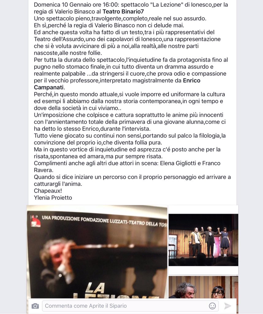 #recensione di @Ylenia_pathos #spettacolo #LaLezione @TeatroBinario7 #regia #ValerioBinasco