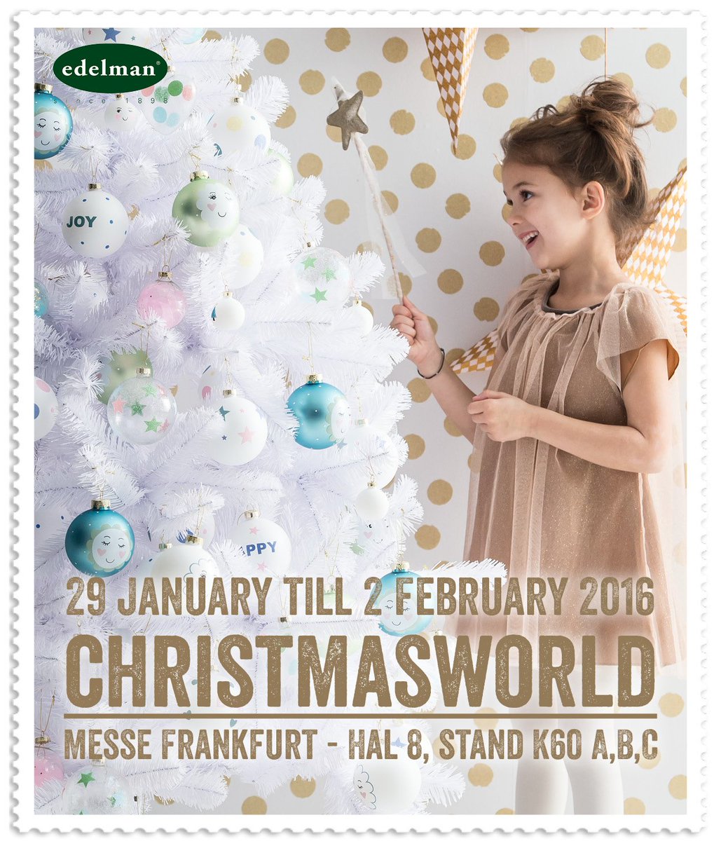 EdelmanBV's tweet photo. Looking forward to a wonderful Christmasworld 2016 #triumphtree #messefrankfurt #casavivante #ChristmasworldF https://t.co/JWVvJlLMQS