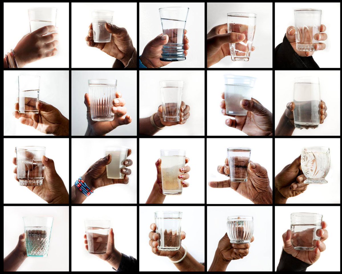 Which water would you drink? These glasses of #water are from all around the world. See any differences? #wateris