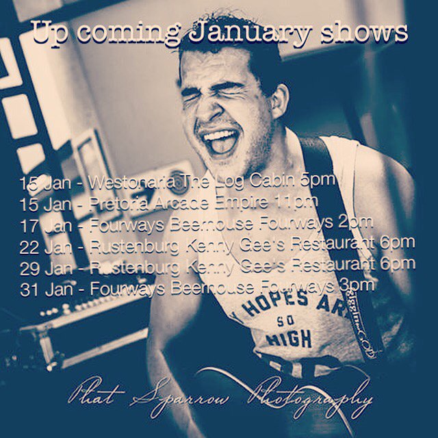 Up coming January Shows 

#singersongwriter #countrymusic #southafrica #JustinSerrao