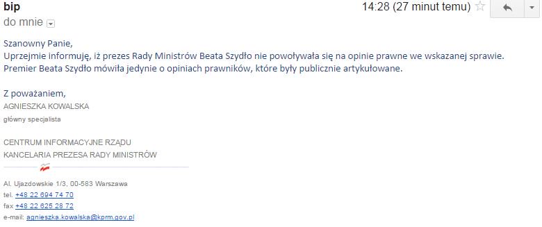 Dodatkowe wyjaśnienia KPRM