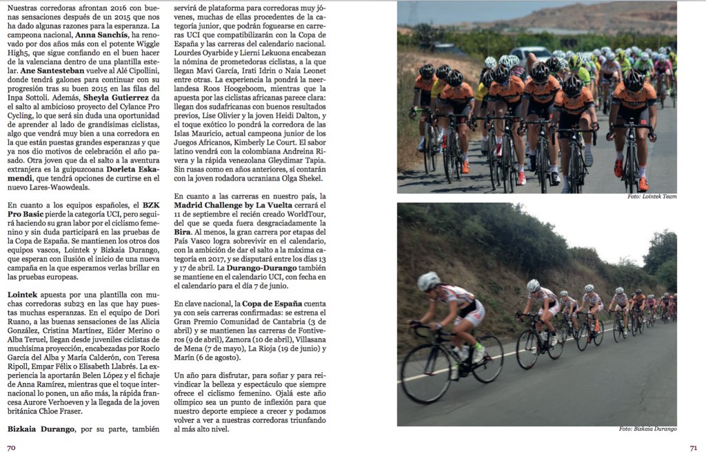 Bonito e interesante análisis del ciclismo femenino en la fantástica guía de @_RoadAndMud: roadandmud.com/guia-ciclismo-…