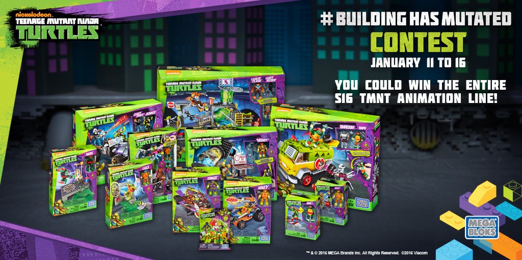 MegaBloks's tweet photo. Our #BuildingHasMutated Contest is now live! You could WIN our entire #TMNT Line! ENTER HERE:https://t.co/UiFTAIQl9S https://t.co/dGgnIFMUuB