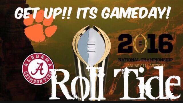 BamaPride4Ever's tweet photo. "Get up y'all! It's gameday! The Tide is Rising!" 🅰🏈🐘🌊 #16Soon #CFBPlayoff #NationalChampionship #WeLiveIt #RollTide https://t.co/GeNoHr4Jzc