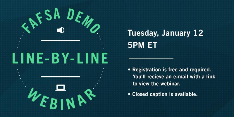 usedgov's tweet image. TODAY! The @FAFSA team will walk you through the #FAFSA line by line. Register now: 1.usa.gov/1P3lSk3
