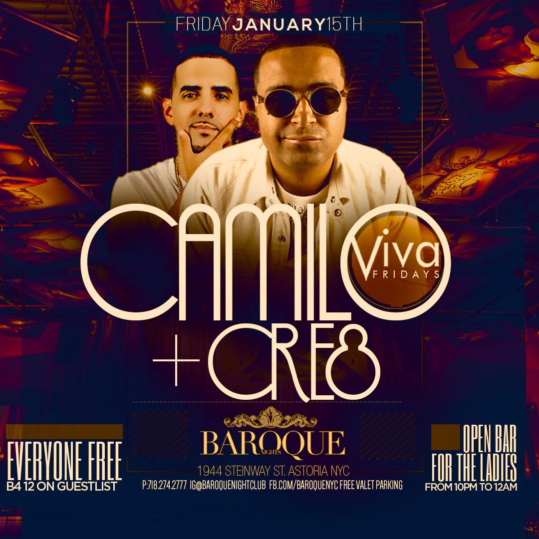 mikesation's tweet photo. @BAROQUENYC #nightclub presents #VivaFridays 1/15 with @DJCAMILO &amp; @DJCRE8 Call 718-274-2777 https://t.co/8WD3xCYpLh https://t.co/UpohIcc6TN