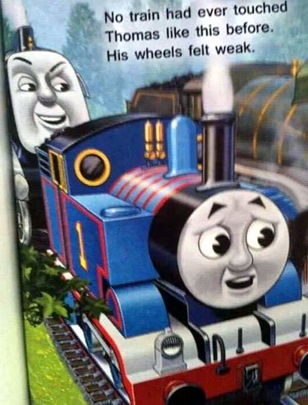 MethodLisa's tweet image. Can you show me on this doll where the train touched you , Thomas?