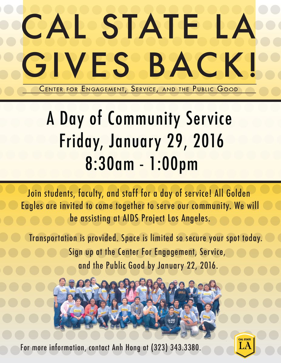 CalStateLA's tweet photo. Have you signed up yet? #CalStateLACares https://t.co/zbwgn3e3us