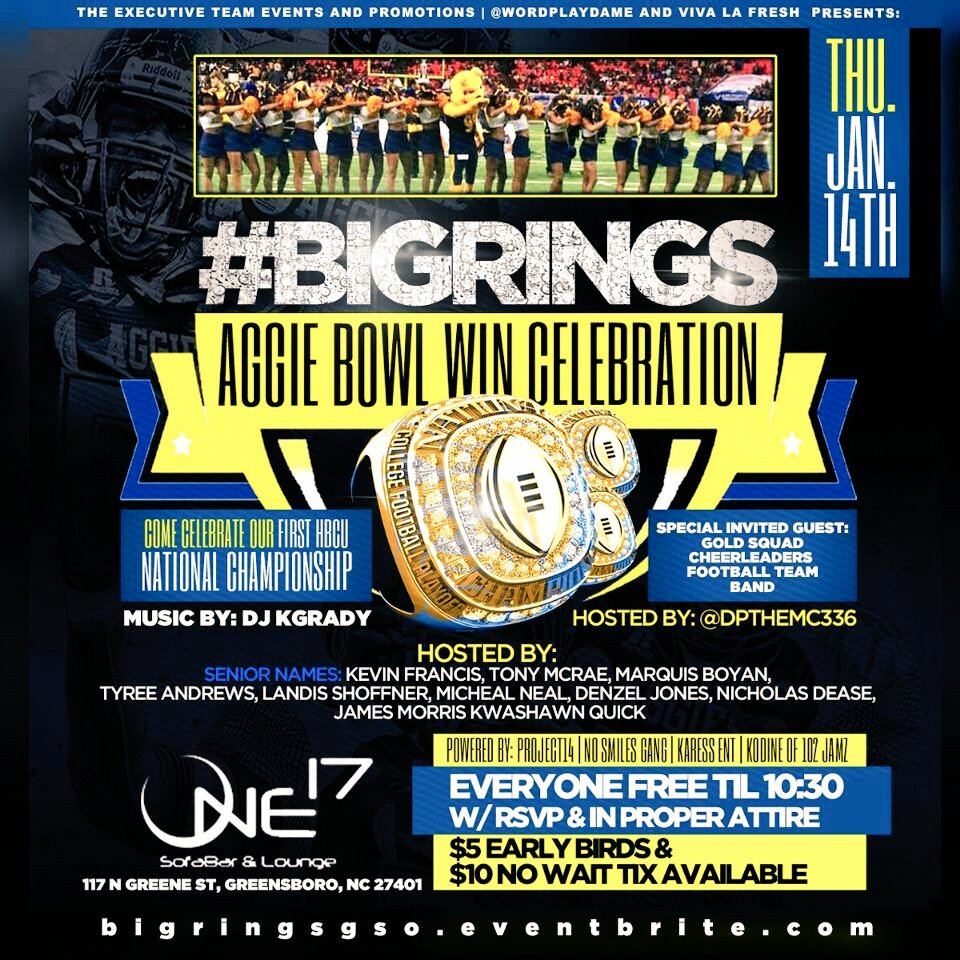 Workn_4_A_Milli's tweet photo. #NCAT make sure yall pull up on the #TheTriadPartyPlug this Thursday for the Aggie Bowl Celebration at One17 https://t.co/xYHelm2ElX
