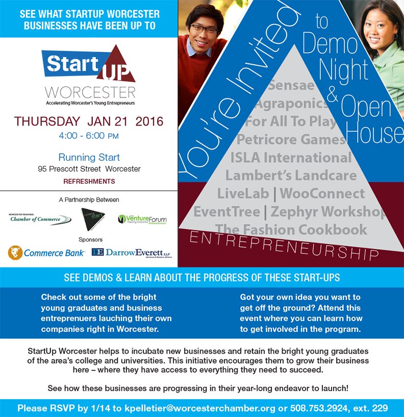 KarenLPelletier's tweet photo. Come see what @chamberworc StartUp Worcester has been up to this year Jan 21 @Running_Start https://t.co/f1QoBjty1h