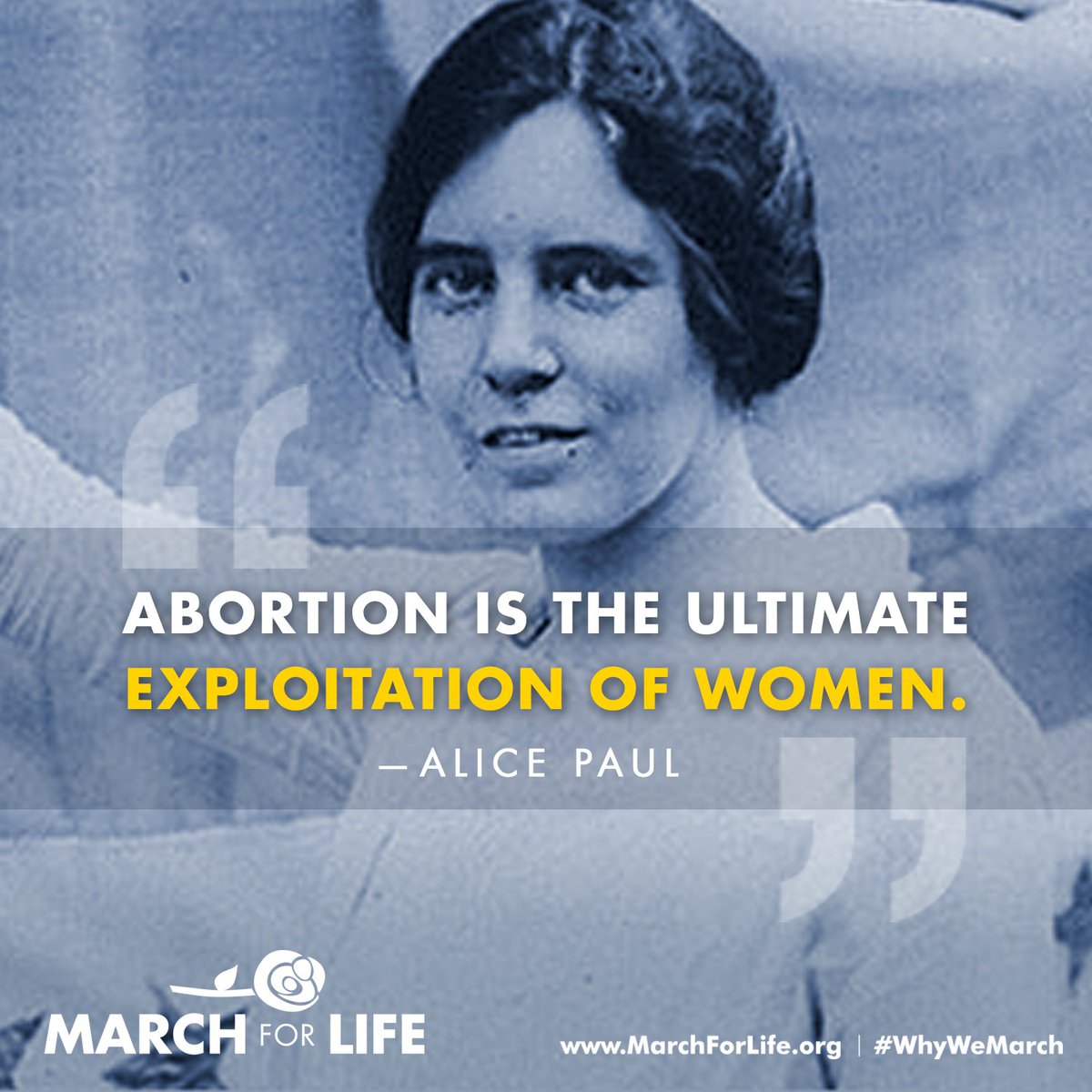 March_for_Life's tweet photo. On her 131st birthday, read about one of the original #prolifeprowoman leaders, Alice Paul https://t.co/ognqnYdRhq https://t.co/xOjioVt1Td