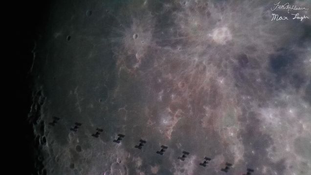 jufcy's tweet photo. The ISS Transiting the Moon Is An Incredible Sight - https://t.co/OUaq6H1rnI https://t.co/PDu2zm9r44