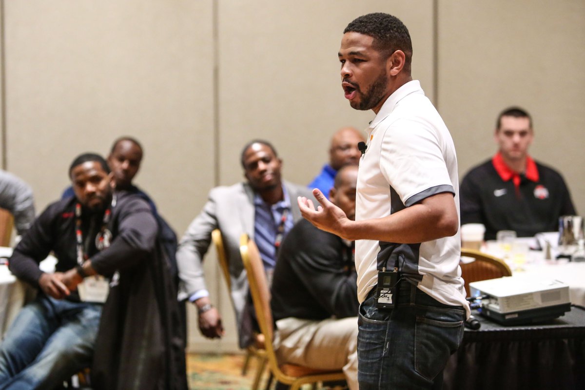 NFLPA's tweet photo. Several inspiring speakers so far at #NFLPA Coaching Symposium incl. @CoachMSing and @InkyJohnson. #NFLPAPlayerDev https://t.co/3DnOxFdIwi