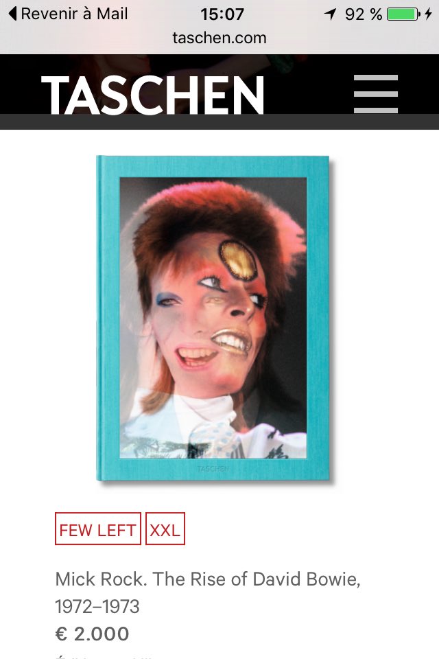 Saluons la réactivité de Taschen qui a revu sans attendre le prix du livre dédicacé #DavidBowie de 750 à 2000€ #rip
