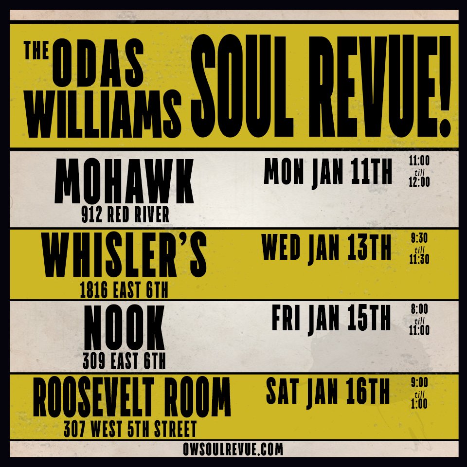 OWSoulRevue's tweet photo. We bring tha funky jams for your ear holes...
#OWSR @TheRooseveltATX @TheNookAustin @WhislersATX @mohawkaustin https://t.co/ZIU16SyGQ3